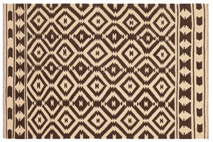 handmade Modern Kilim Beige Brown Hand-Woven RECTANGLE 100% WOOL area rug 5' x 7'