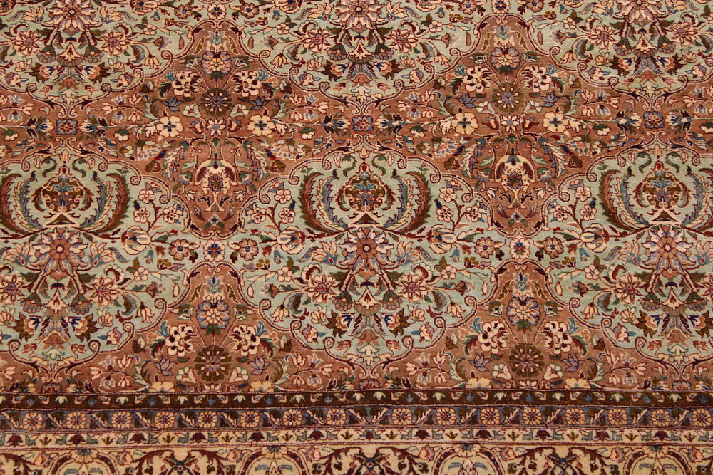 handmade Transitional Usman Lt. Green Tan Hand Knotted RECTANGLE 100% WOOL area rug 9x12