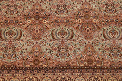 Vintage Persian Usman Caitlin Green/Tan Wool Rug - 8'7'' x 11'10''