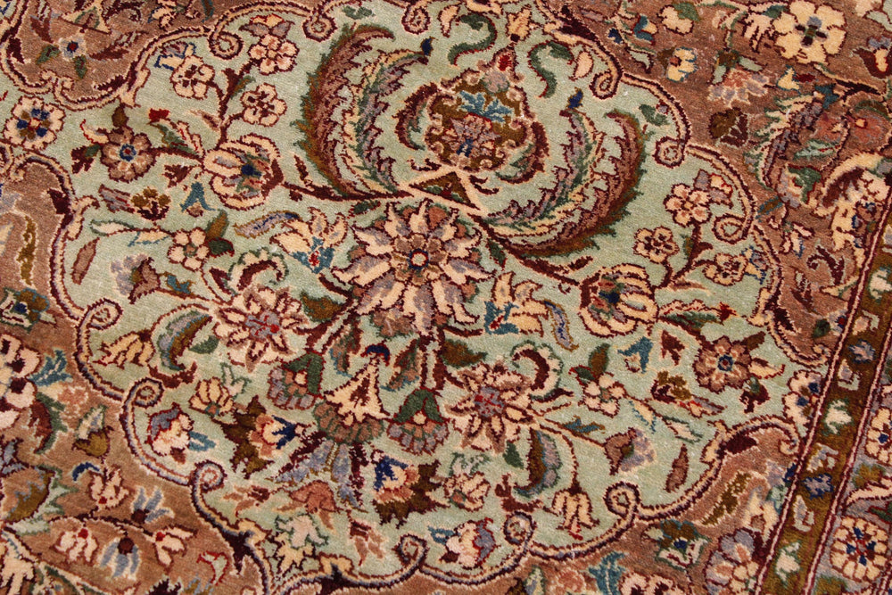 handmade Transitional Usman Lt. Green Tan Hand Knotted RECTANGLE 100% WOOL area rug 9x12