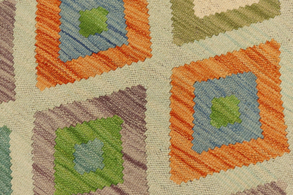 handmade Geometric Kilim Blue Gray Hand-Woven RECTANGLE 100% WOOL area rug 8 x 11