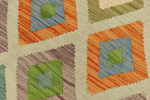 handmade Geometric Kilim Blue Gray Hand-Woven RECTANGLE 100% WOOL area rug 8 x 11