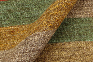 handmade Modern Kilim Rust Gold Hand-Woven RECTANGLE 100% WOOL area rug 8x10