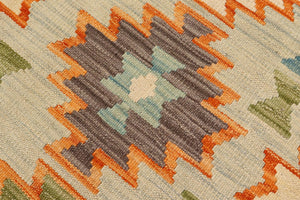 handmade Geometric Kilim Blue Gray Hand-Woven RECTANGLE 100% WOOL area rug 8 x 10