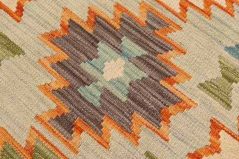handmade Geometric Kilim Blue Gray Hand-Woven RECTANGLE 100% WOOL area rug 8 x 10