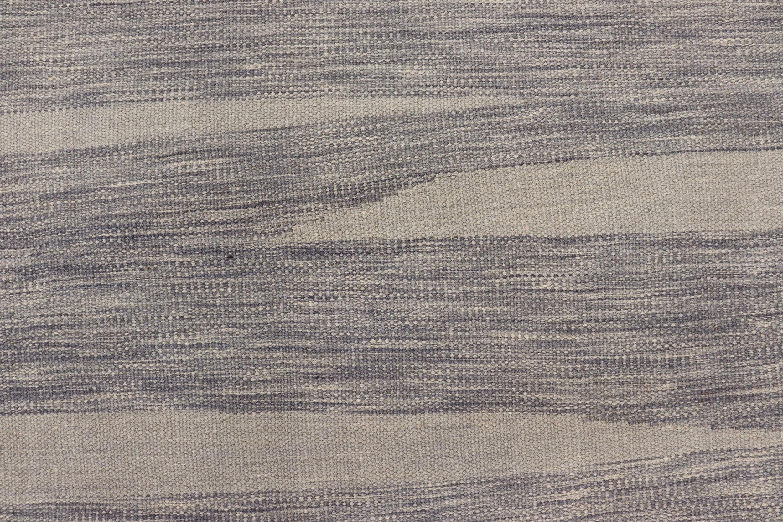handmade Modern Kilim Gray Gray Hand-Woven RECTANGLE 100% WOOL area rug 8' x 10'