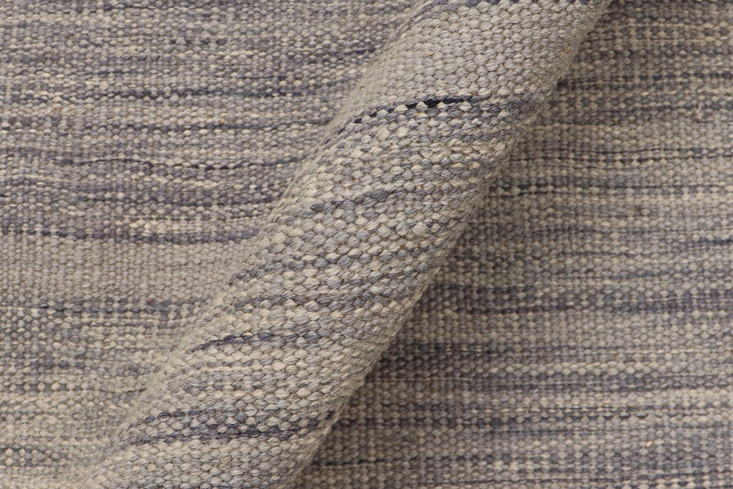 handmade Modern Kilim Gray Gray Hand-Woven RECTANGLE 100% WOOL area rug 8' x 10'