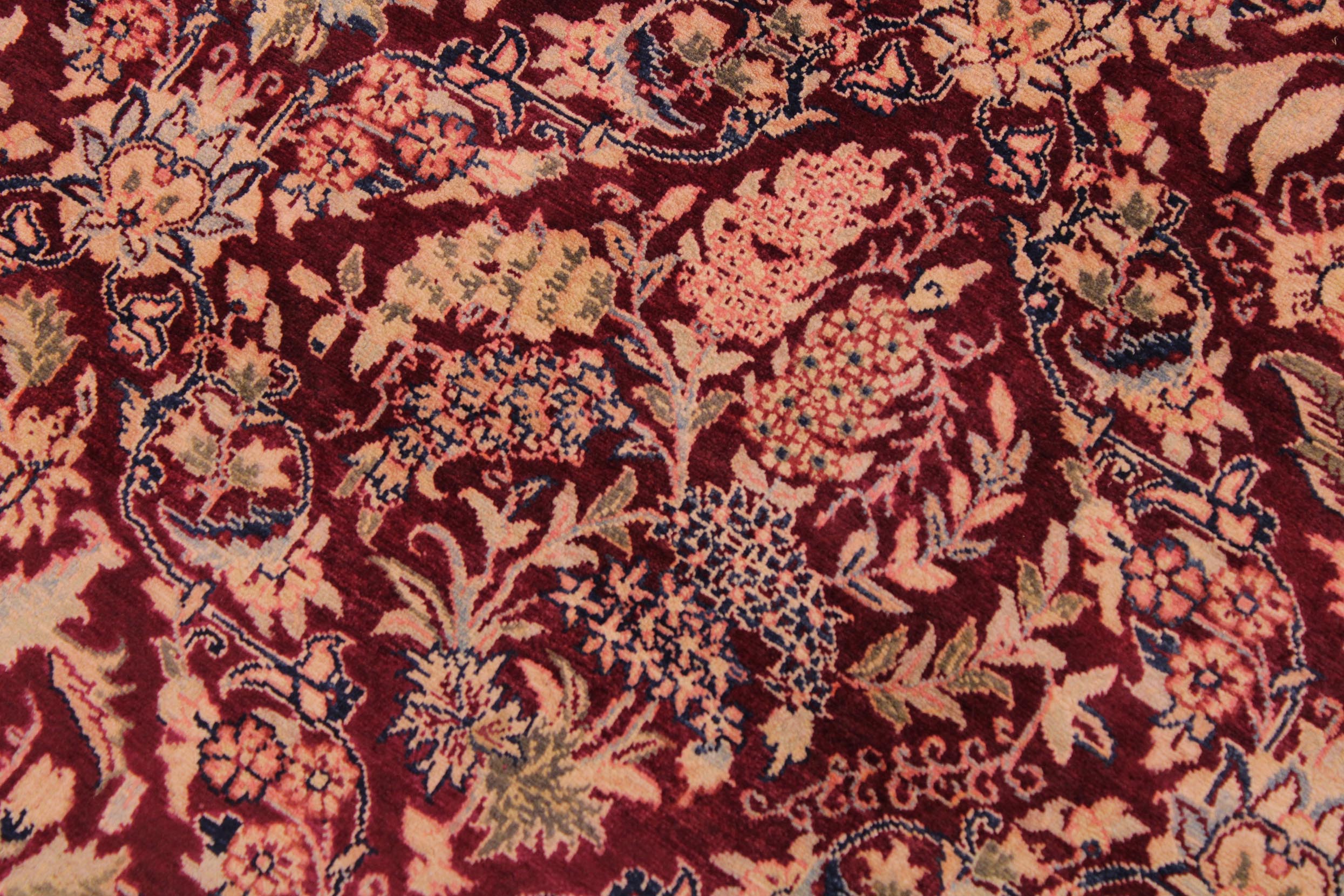 handmade Transitional Nadeem Maroon Blue Hand Knotted RECTANGLE 100% WOOL area rug 9x12