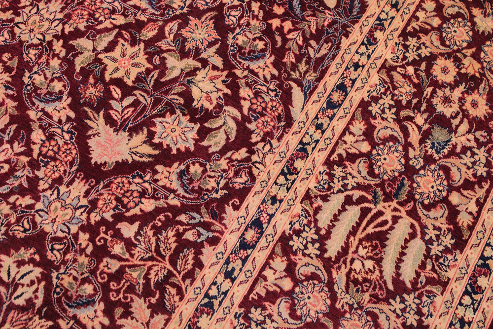 handmade Transitional Nadeem Maroon Blue Hand Knotted RECTANGLE 100% WOOL area rug 9x12