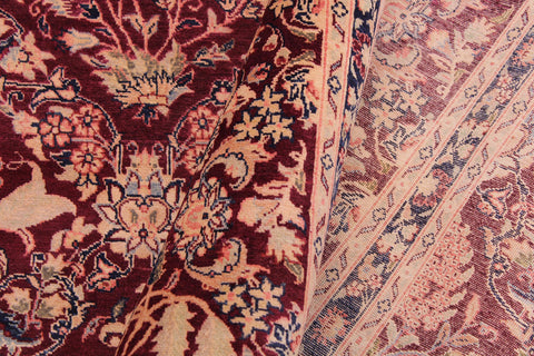 handmade Transitional Nadeem Maroon Blue Hand Knotted RECTANGLE 100% WOOL area rug 9x12