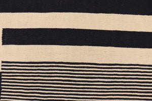 handmade Modern Kilim Beige Black Hand-Woven RECTANGLE 100% WOOL area rug 8' x 10'