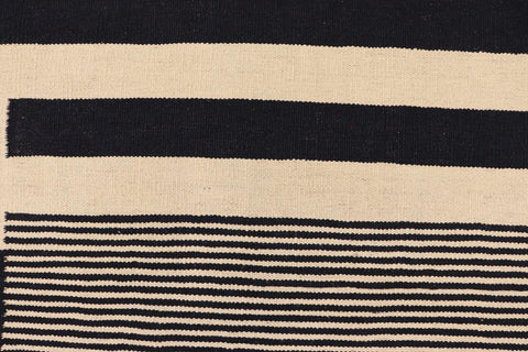 handmade Modern Kilim Beige Black Hand-Woven RECTANGLE 100% WOOL area rug 8' x 10'