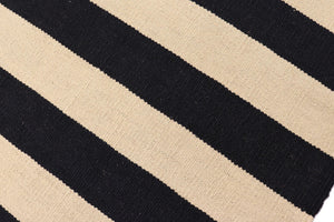 handmade Modern Kilim Beige Black Hand-Woven RECTANGLE 100% WOOL area rug 8' x 10'