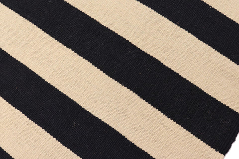 handmade Modern Kilim Beige Black Hand-Woven RECTANGLE 100% WOOL area rug 8' x 10'