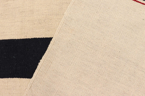 handmade Modern Kilim Beige Black Hand-Woven RECTANGLE 100% WOOL area rug 8' x 10'