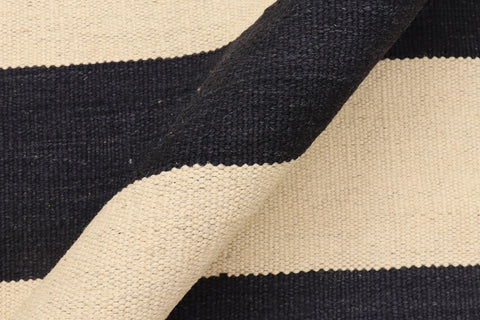 handmade Modern Kilim Beige Black Hand-Woven RECTANGLE 100% WOOL area rug 8' x 10'