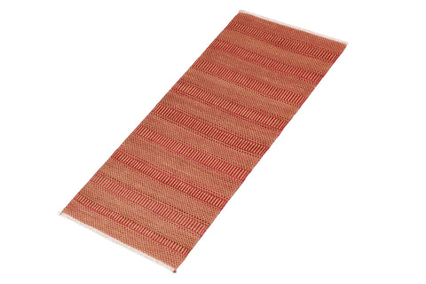 handmade Modern Kilim Pink Orange Hand-Woven RUNNER 100% WOOL area rug 3' x 7'