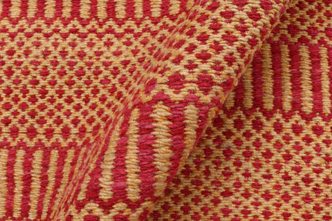 handmade Modern Kilim Pink Orange Hand-Woven RUNNER 100% WOOL area rug 3' x 7'