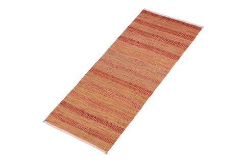 handmade Modern Kilim Red Beige Hand-Woven RUNNER 100% WOOL area rug 3' x 7'