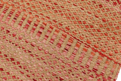 handmade Modern Kilim Red Beige Hand-Woven RUNNER 100% WOOL area rug 3' x 7'