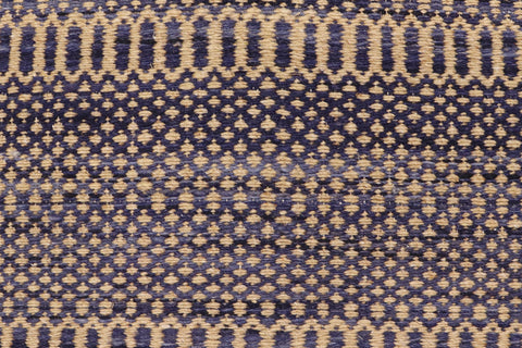 handmade Modern Kilim Blue Beige Hand-Woven RUNNER 100% WOOL area rug 3' x 7'