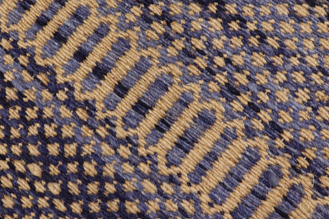 handmade Modern Kilim Blue Beige Hand-Woven RUNNER 100% WOOL area rug 3' x 7'