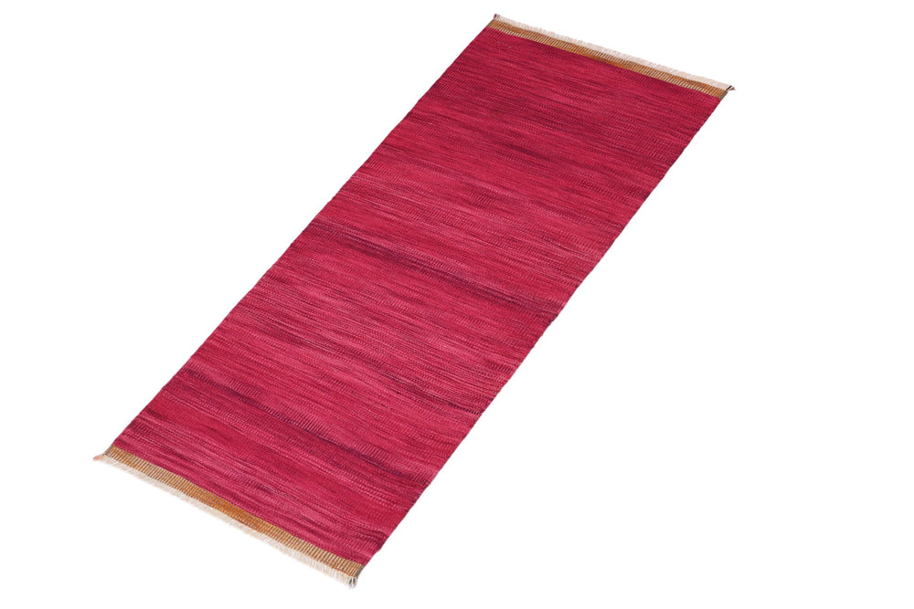 handmade Modern Kilim Pink Gray Hand-Woven RUNNER 100% WOOL area rug 4' x 7'