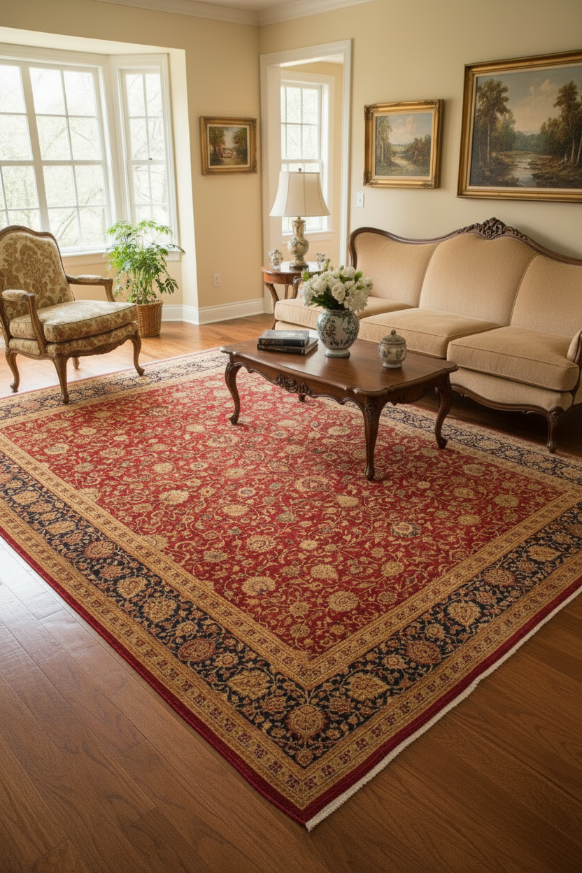 handmade Transitional Agra Red Blue Hand Knotted RECTANGLE 100% WOOL area rug 9x12