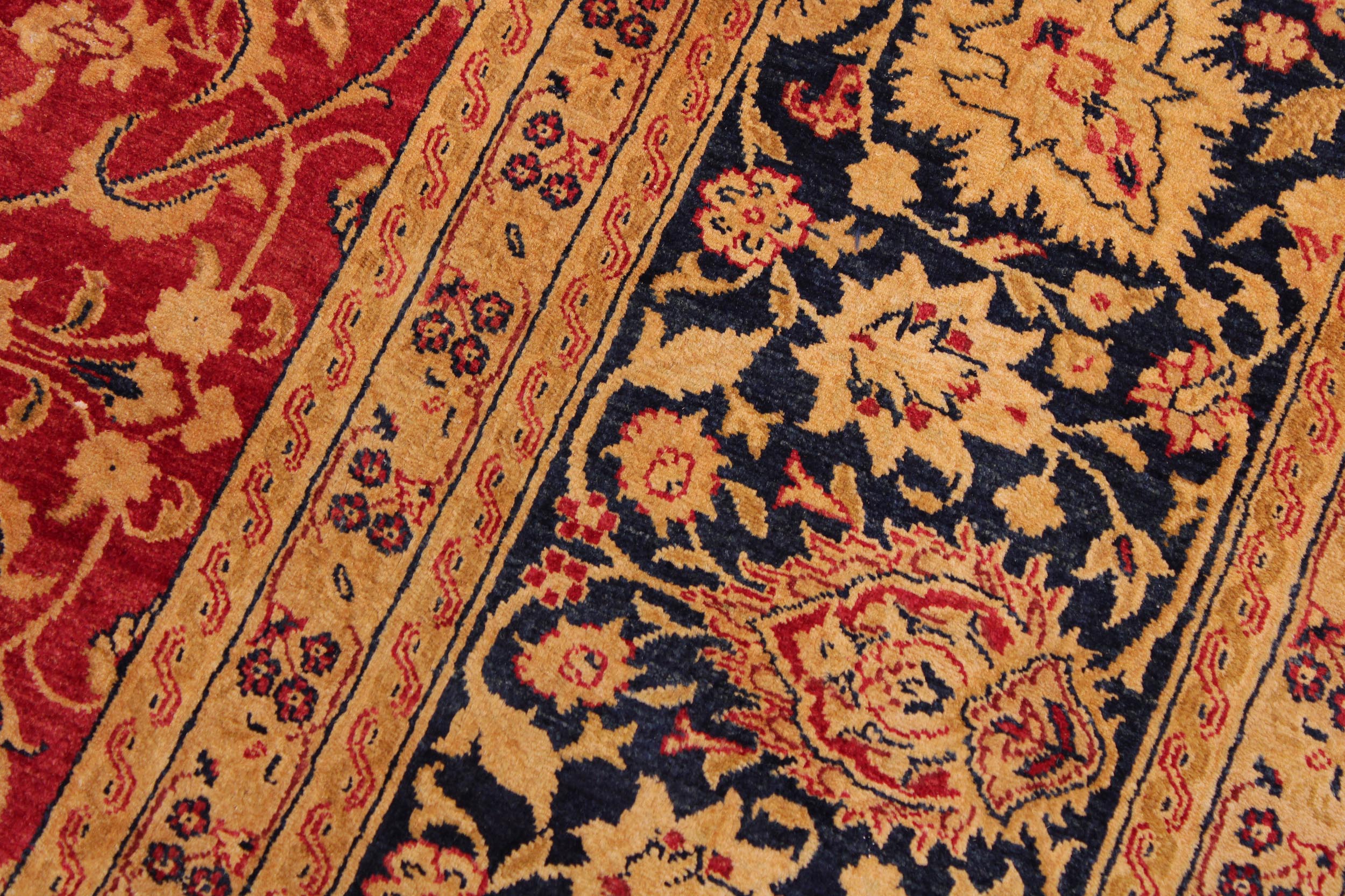 handmade Transitional Agra Red Blue Hand Knotted RECTANGLE 100% WOOL area rug 9 x 12