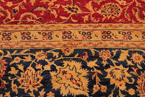 handmade Transitional Agra Red Blue Hand Knotted RECTANGLE 100% WOOL area rug 9x12