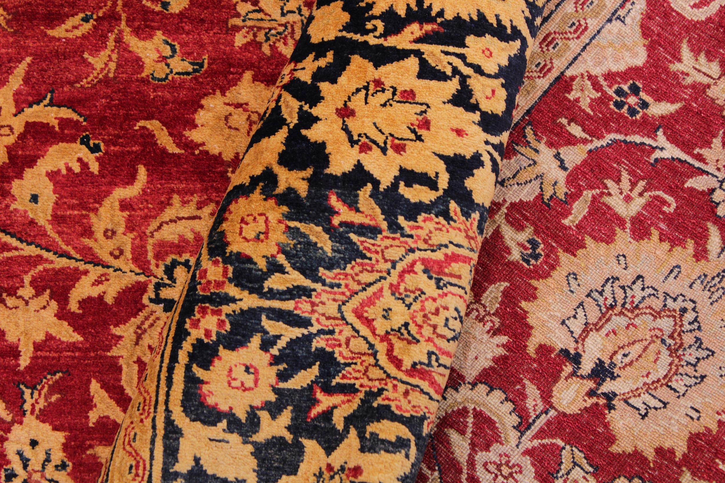 handmade Transitional Agra Red Blue Hand Knotted RECTANGLE 100% WOOL area rug 9 x 12