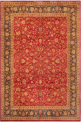 Traditional Agra Iva Red Blue Hand Knotted Area rugs 9 x 12