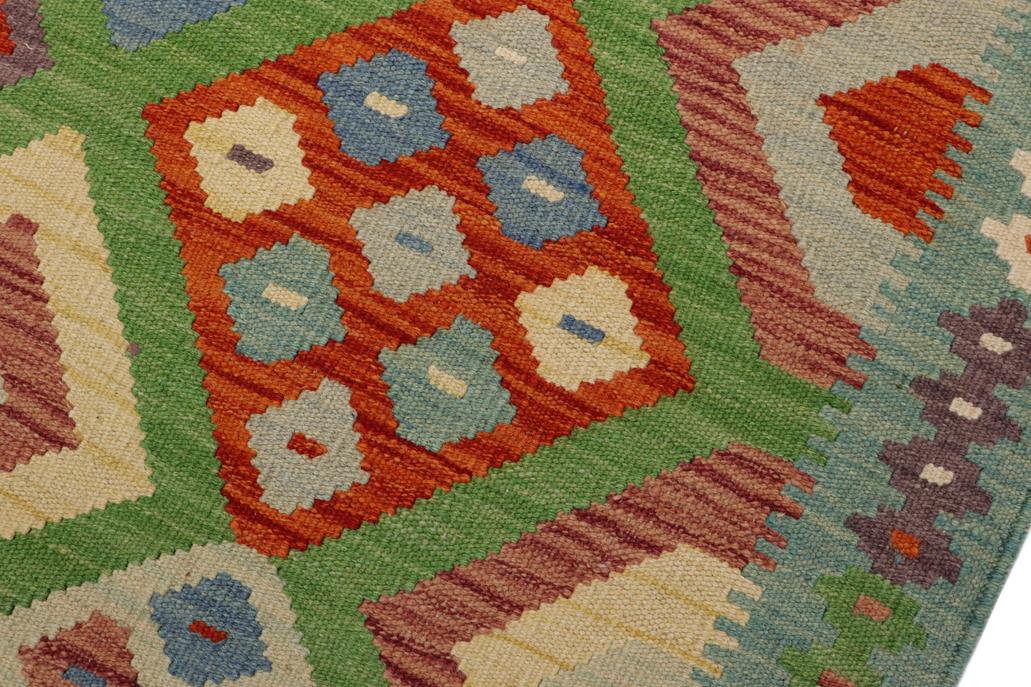 Flat Weave Kilim Antique Navaho Vintage handmade Modern Kilim Rust Blue Hand-Woven Rectangle 100% Wool Area Rug 3x5 