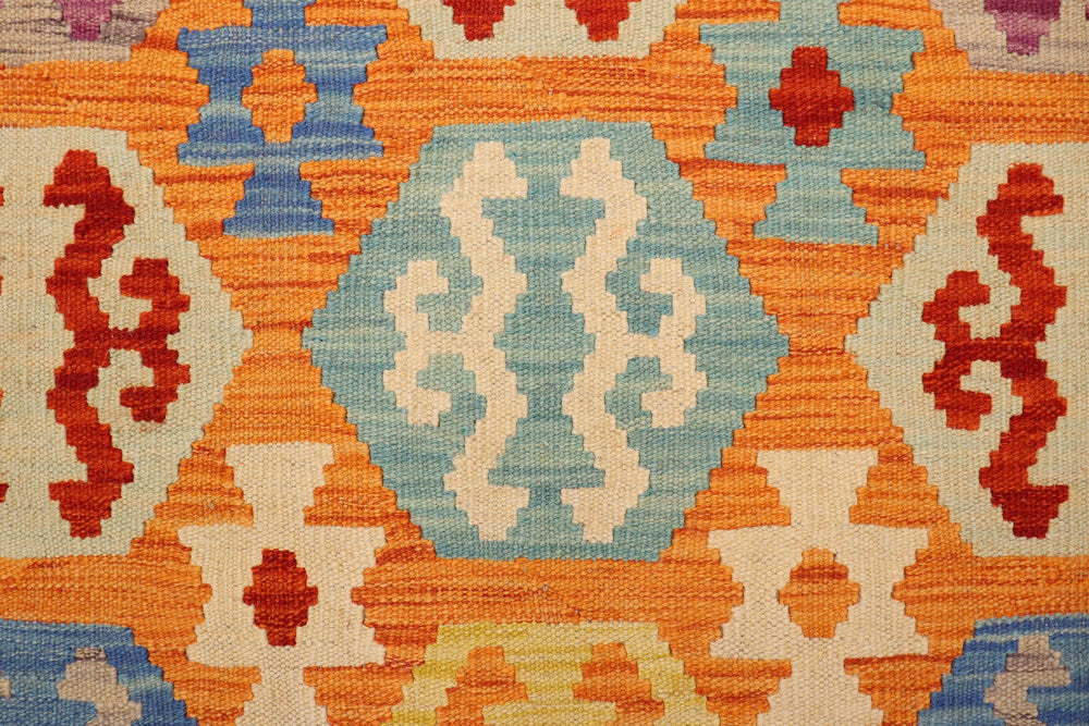 handmade Geometric Kilim Rust Beige Hand-Woven RECTANGLE 100% WOOL area rug 3 x 5