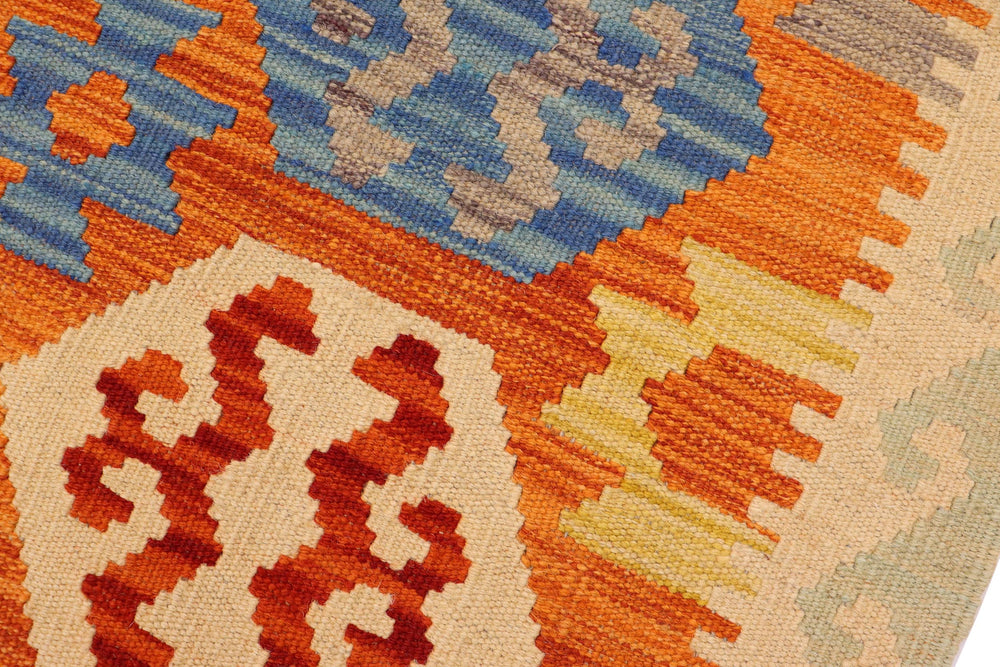handmade Geometric Kilim Rust Beige Hand-Woven RECTANGLE 100% WOOL area rug 3 x 5