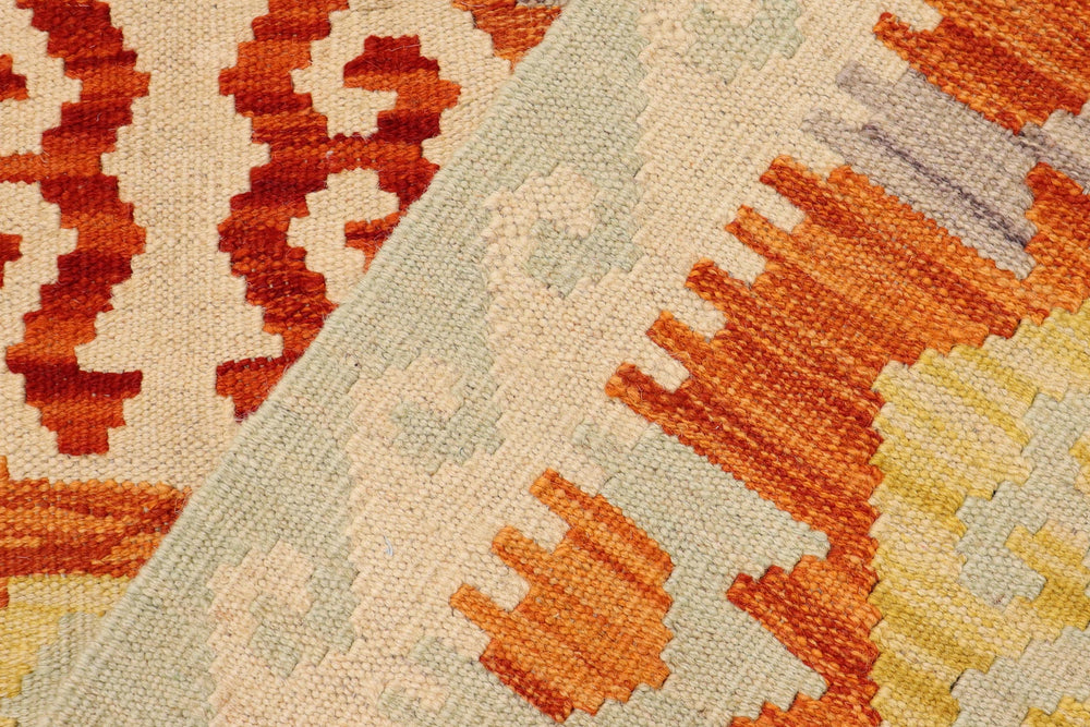 handmade Geometric Kilim Rust Beige Hand-Woven RECTANGLE 100% WOOL area rug 3 x 5