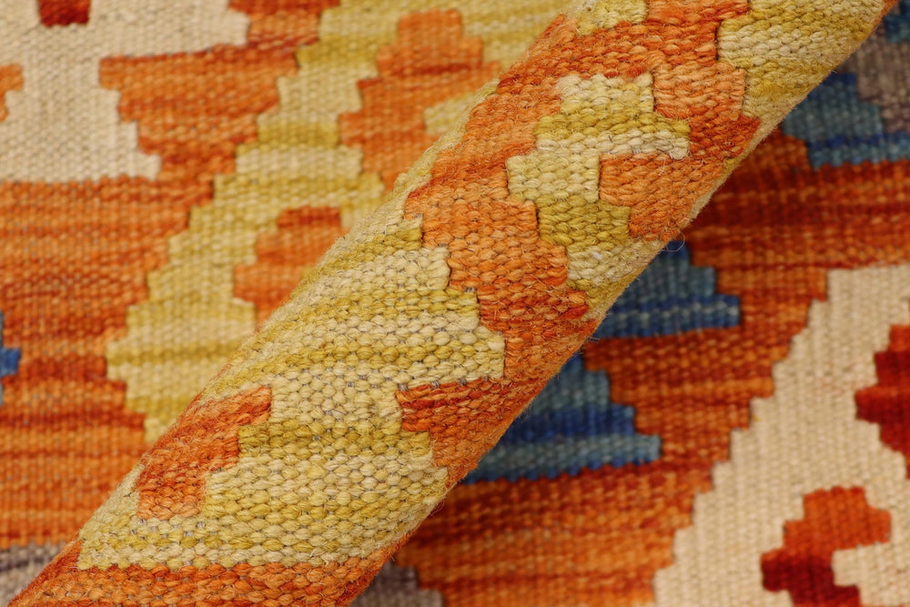 handmade Geometric Kilim Rust Beige Hand-Woven RECTANGLE 100% WOOL area rug 3 x 5
