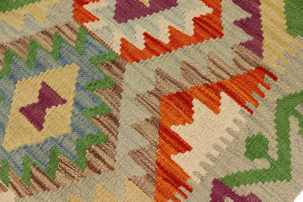 handmade Geometric Kilim Blue Rust Hand-Woven RECTANGLE 100% WOOL area rug 4 x 5