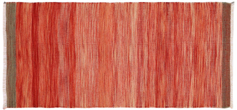 handmade Modern Kilim Red Blue Hand-Woven RUNNER 100% WOOL area rug 3x7