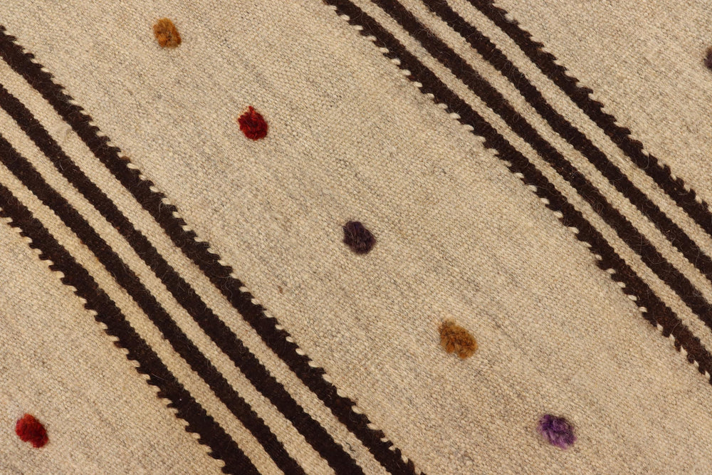 handmade Modern Kilim Brown Red Hand-Woven RUNNER 100% WOOL area rug 3' x 11'