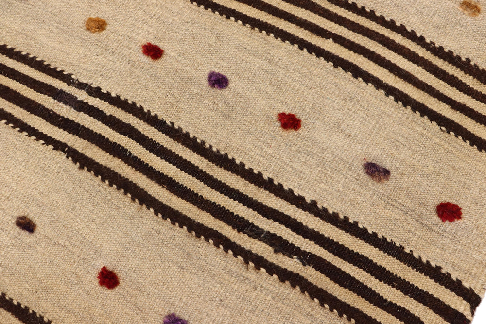 handmade Modern Kilim Brown Red Hand-Woven RUNNER 100% WOOL area rug 3' x 11'