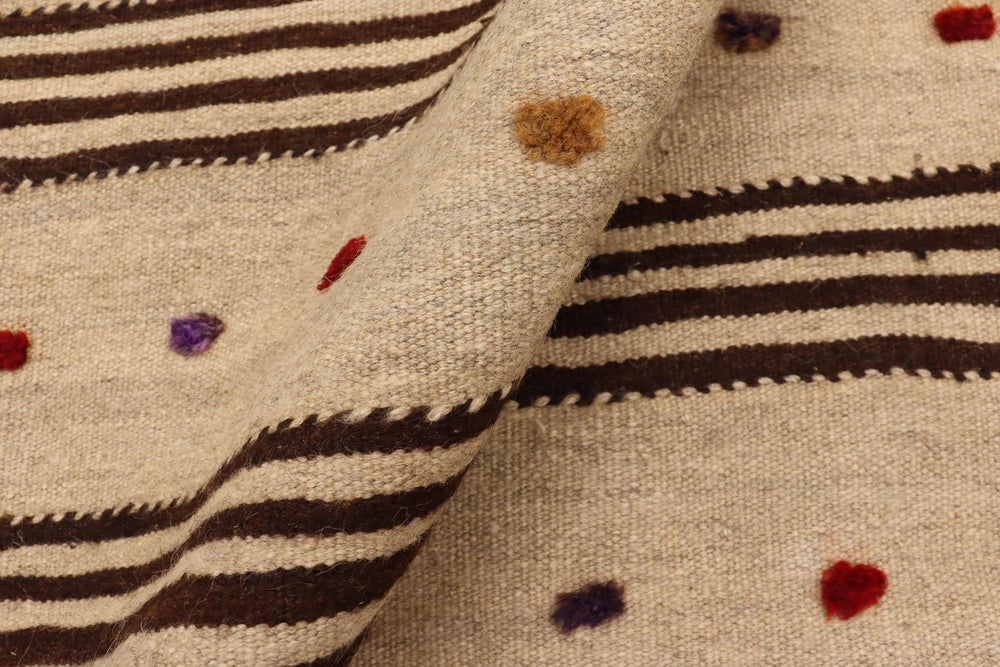 handmade Modern Kilim Brown Red Hand-Woven RUNNER 100% WOOL area rug 3' x 11'