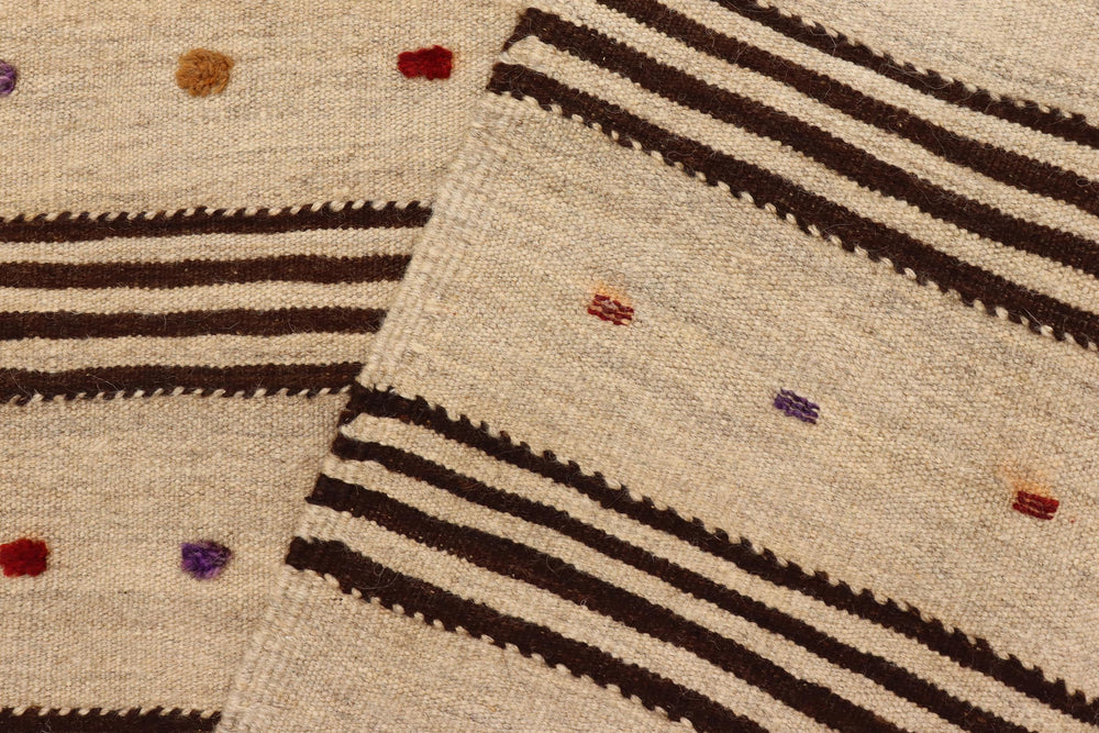 handmade Modern Kilim Brown Red Hand-Woven RUNNER 100% WOOL area rug 3' x 11'