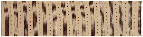 handmade Modern Kilim Brown Red Hand-Woven RUNNER 100% WOOL area rug 3' x 11'