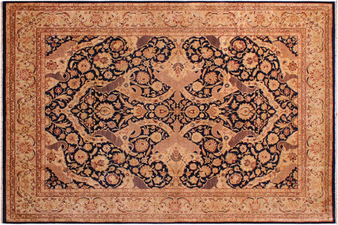 handmade Traditional Agra Blue Lt. Green Hand Knotted RECTANGLE 100% WOOL area rug 9x12