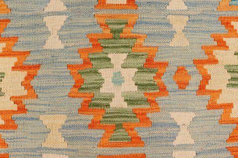 handmade Geometric Kilim Blue Rust Hand-Woven RECTANGLE 100% WOOL area rug 8 x 11