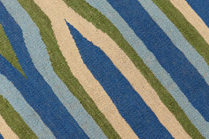 handmade Modern Kilim Blue Beige Hand-Woven RECTANGLE 100% WOOL area rug 9x12
