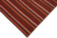 handmade Geometric Kilim Red Blue Hand-Woven RUNNER 100% WOOL area rug 6' x 12'