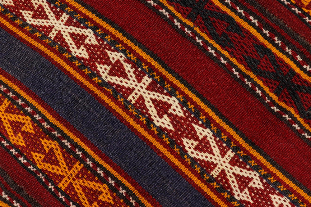handmade Geometric Kilim Red Blue Hand-Woven RUNNER 100% WOOL area rug 6' x 12'