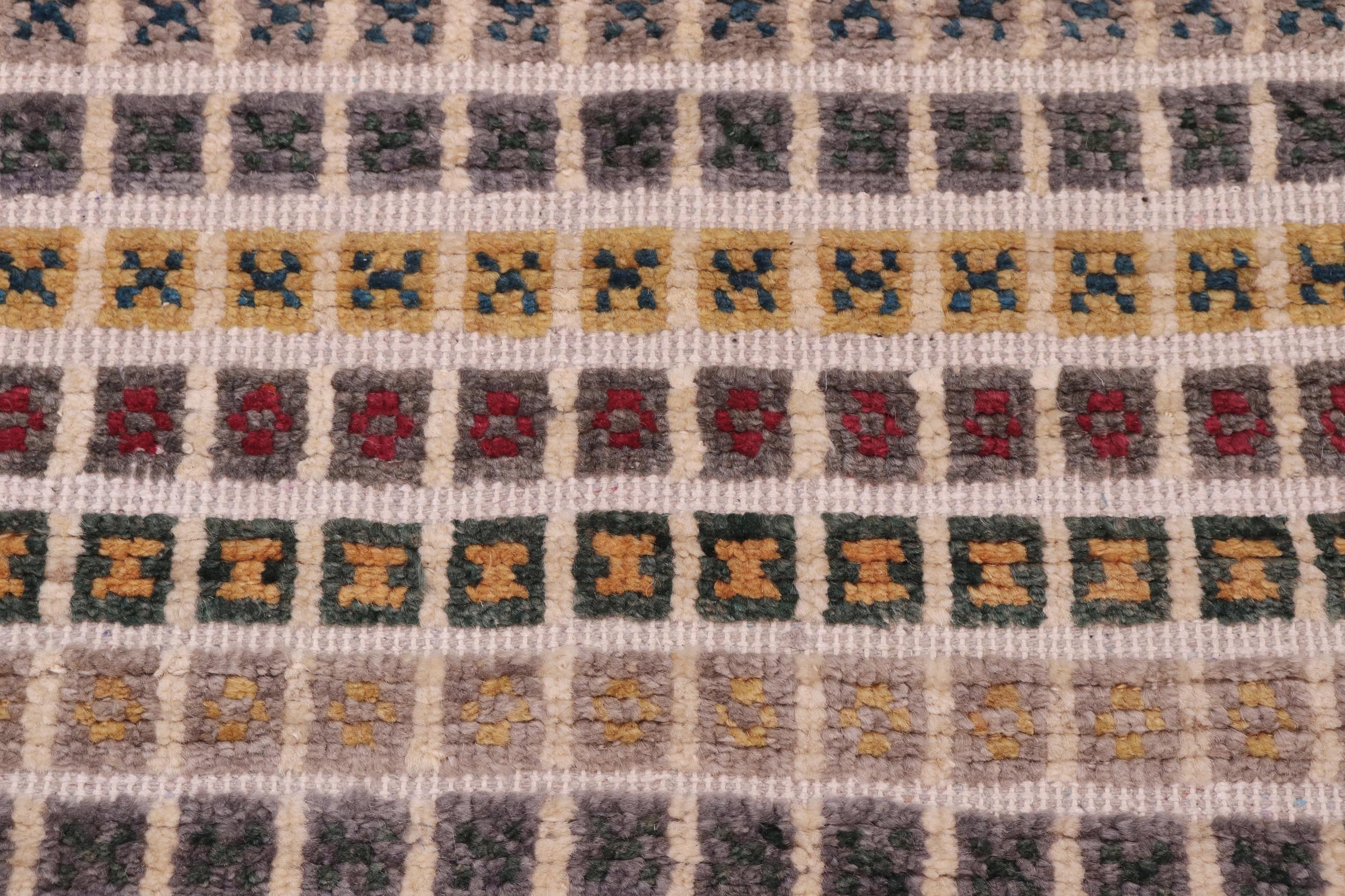handmade Geometric Berjusta Gray Blue Hand Knotted RECTANGLE 100% WOOL area rug 8' x 11'